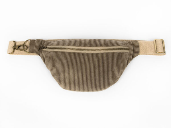 bauchtasche cord taupe vorderansicht