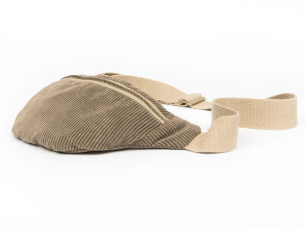 bauchtasche cord taupe seitenansicht