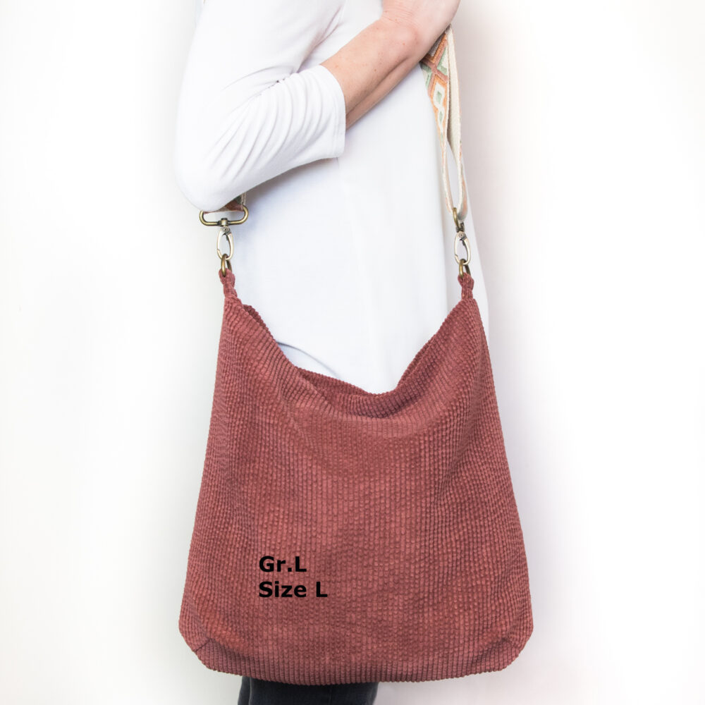 Cord Umhängetasche Altrosa Handmade – Schultertasche Altrosa Damen