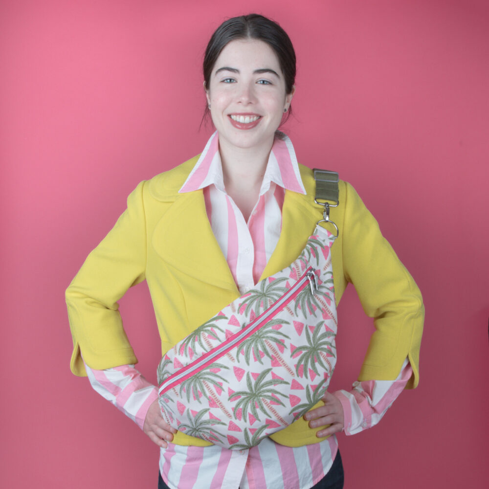 Handgefertigte Bauchtasche mit Palmenmuster