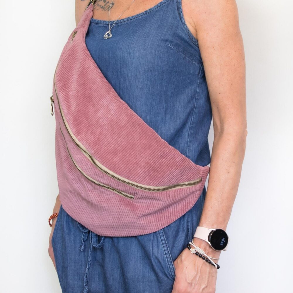 Crossbody Tasche Cord oversize altrosa