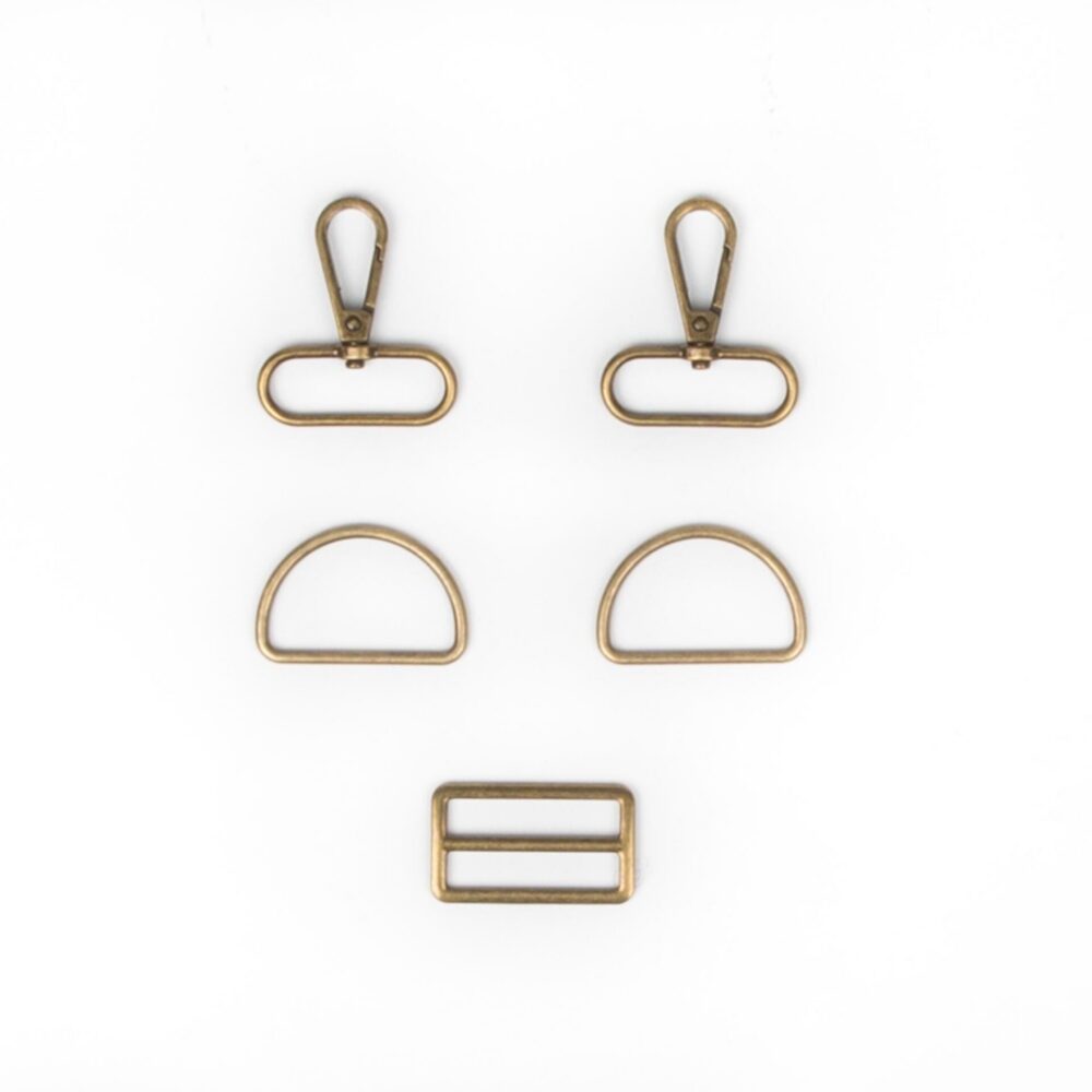 Taschenzubehör 5er Set, 40mm, bronzefarbene Metall-Beschläge für deine DIY-Tasche