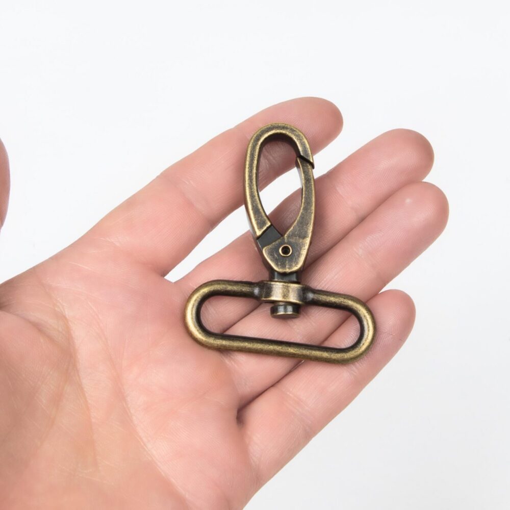 2/5/10 Karabiner 38mm, groß, hochwertiger Karabinerhaken Metall bronzefarben, Taschenzubehör für Bauchtaschen