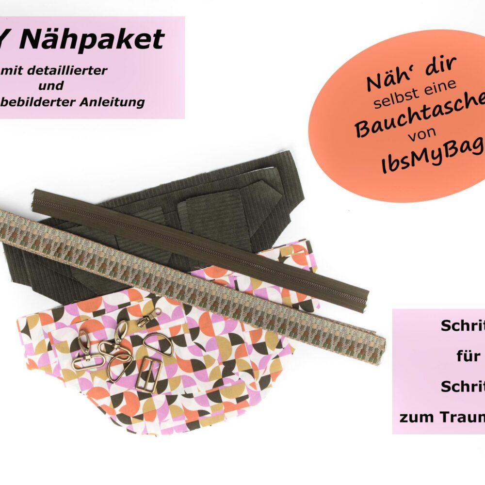 DIY Nähpaket Bauchtasche nähen mit ausführlicher Nähanleitung